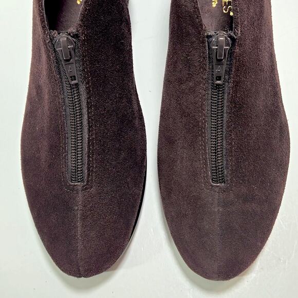 Aerosoles Suede Wedge Booties Brown Women’s 7.5 Quiet Luxury Minimalist - Picture 5 of 8